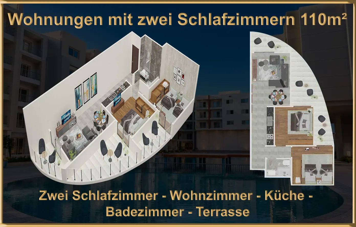 Wohnungen mit zwei Schlafzimmern 110m² zum Verkauf in Hurghada